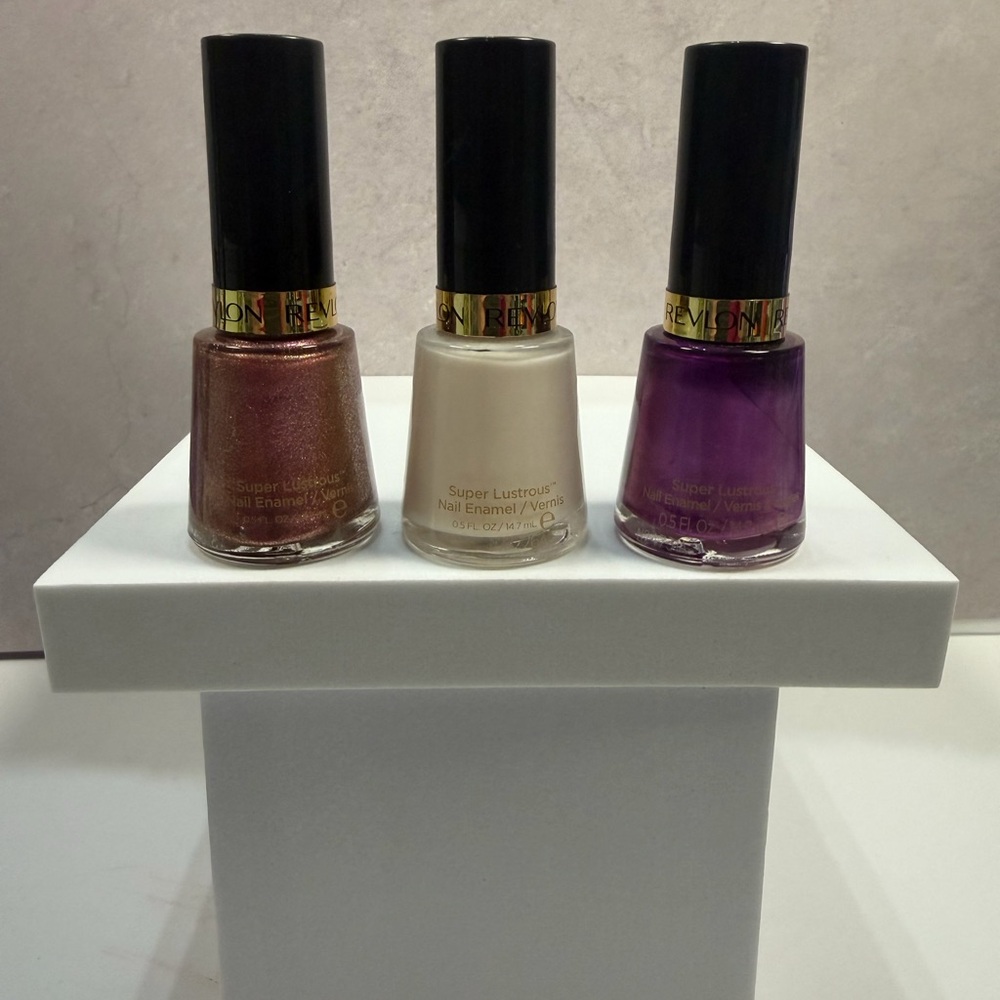 💙3/$20 Revlon Nail Polish Trio - Rose Gold Shimmer, Cream, Purple